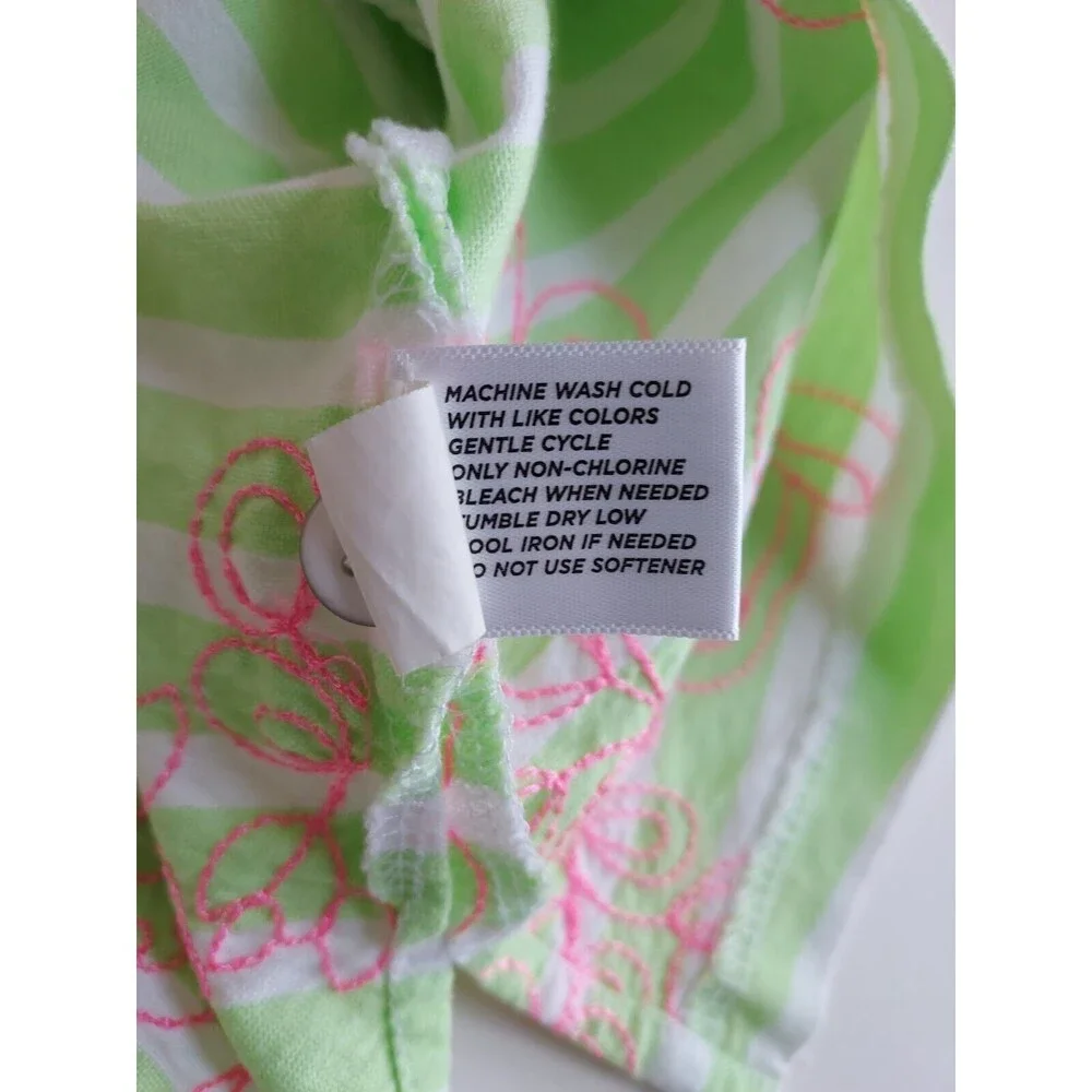 Lady Hagan Lime Green & White Striped Golf Skort W/Pink Embroidery Size 8